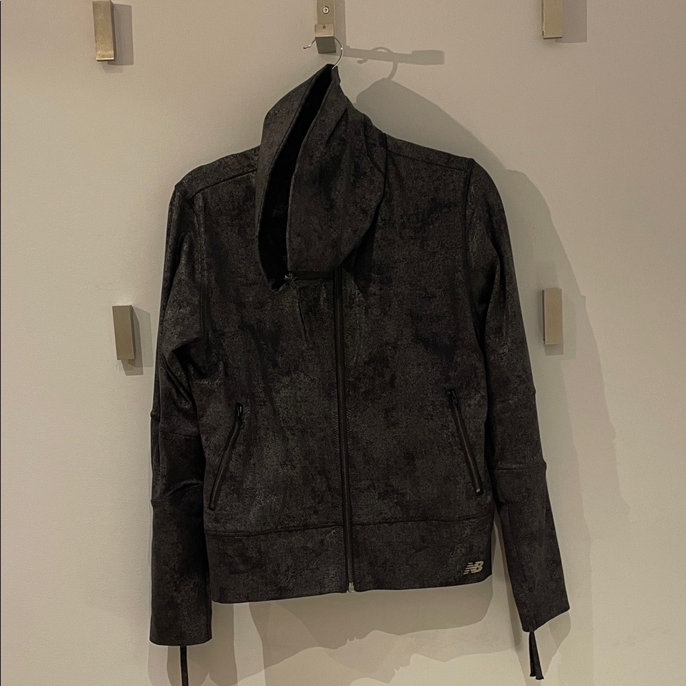 New Balance Black Leather Effect Jacket